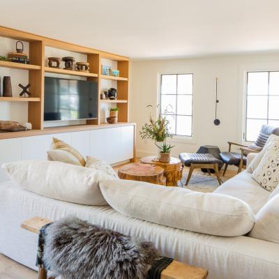 Family room with built-ins