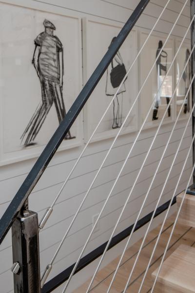 Steel wired stairwell with reinforced paneling