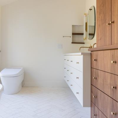 Bathroom herringbone tile detail