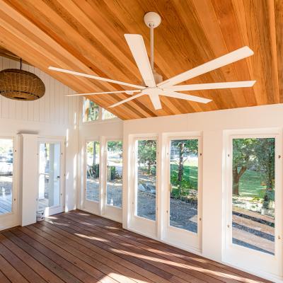 Four season patio with wood panel ceiling 